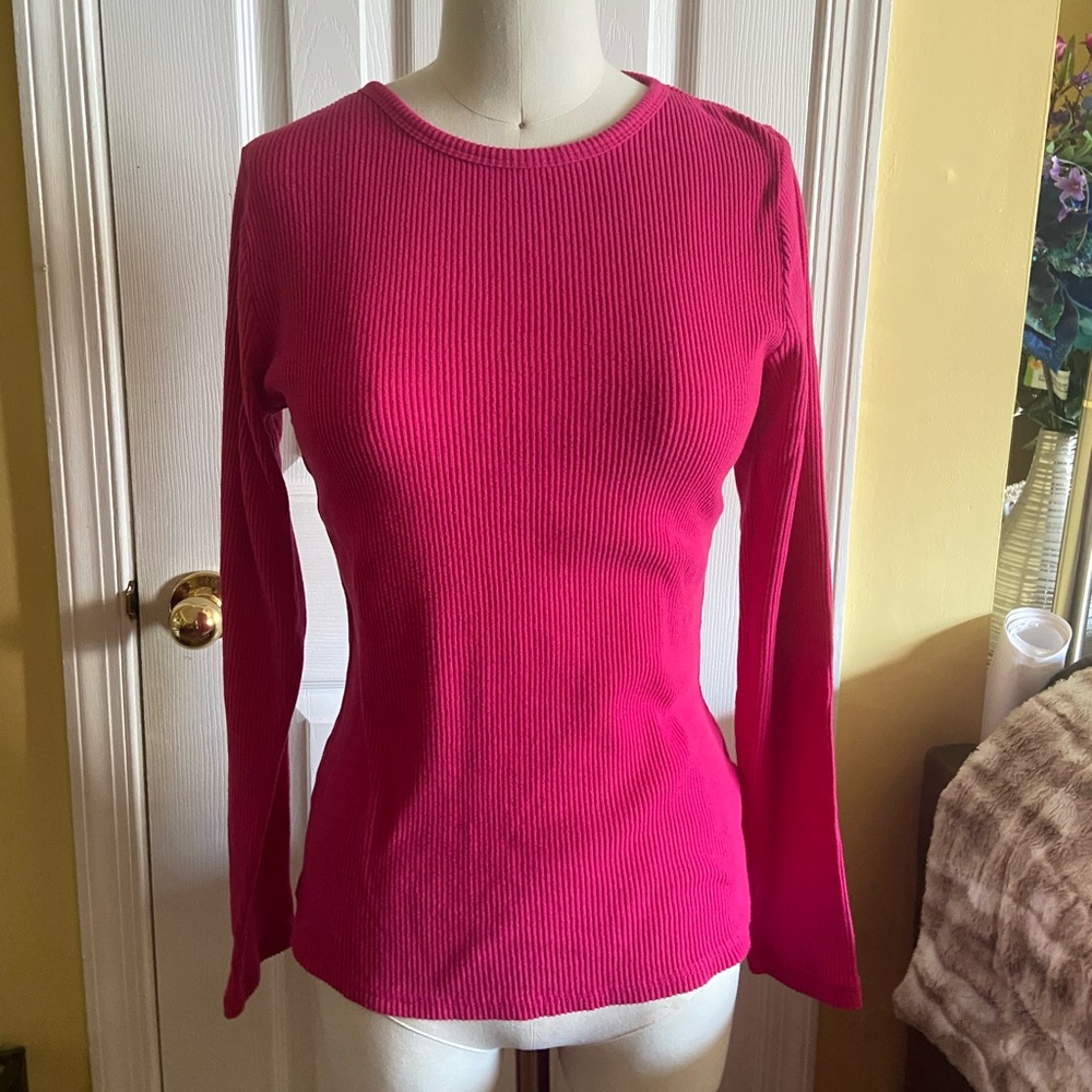 Old Navy Fuchsia Ribbed Long Sleeve Top NWOT